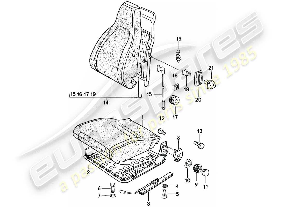 porsche 1978 (924) front seat - single parts parts diagram