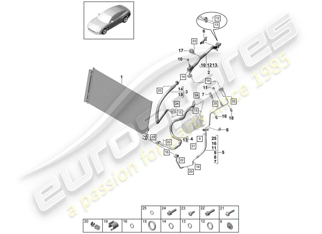 porsche 2019 (panamera 971-1) refrigerant circuit part diagram