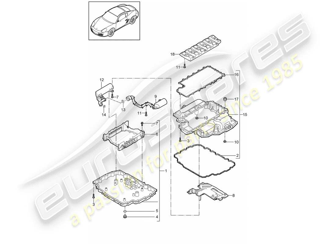 porsche 2010 (987 cayman) oil pan part diagram