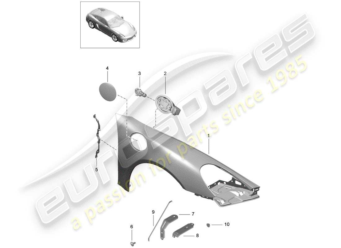 porsche 2015 (981 cayman) fender part diagram