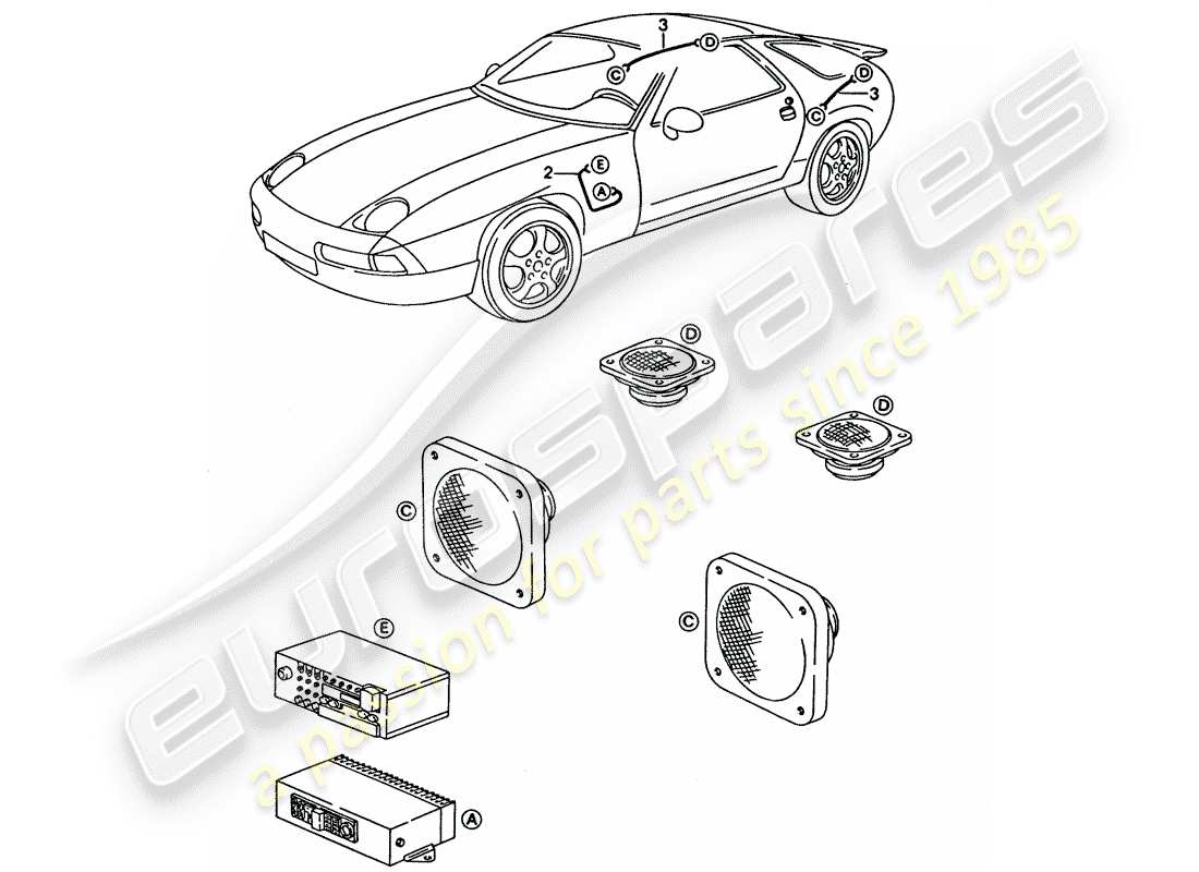 porsche 1993 (928) harness - loudspeaker part diagram