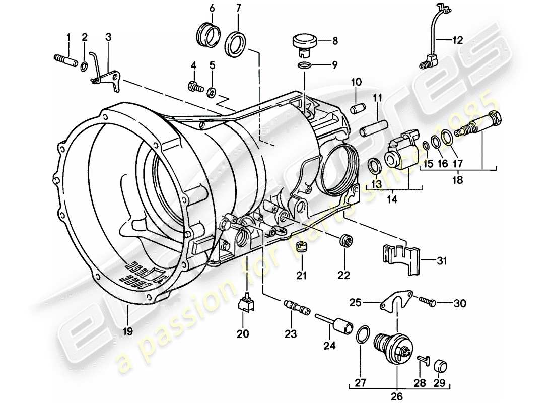 porsche 1983 (928) automatic transmission - transmission case - accessories part diagram