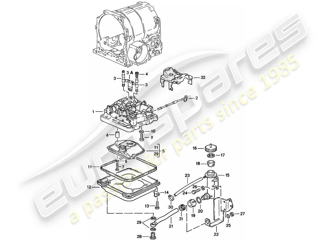 porsche 1985 (928) automatic transmission - valve body - d - mj 1983>> - mj 1983 part diagram
