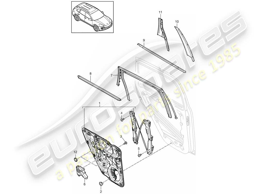 porsche 2014 (cayenne e2 92a) window regulator part diagram