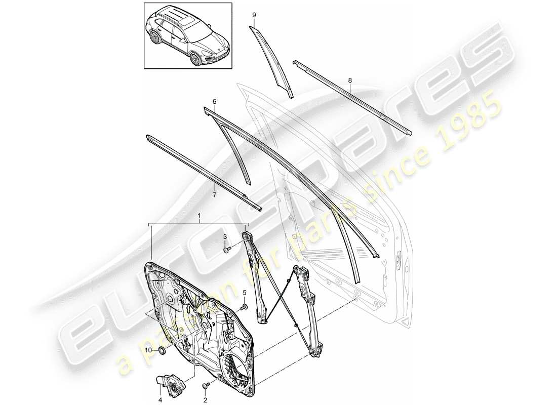 porsche 2015 (cayenne e2 92a) window regulator part diagram