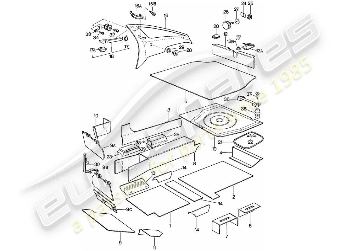 porsche 1981 (928) trims part diagram