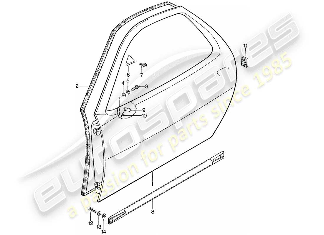 porsche 1981 (928) door shell part diagram