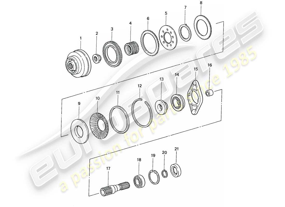 porsche 1987 (959) interaxle clutch - front axle parts diagram