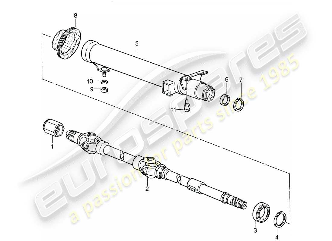 porsche 959 (1987) intermediate steering shaft - steering protective pipe parts diagram