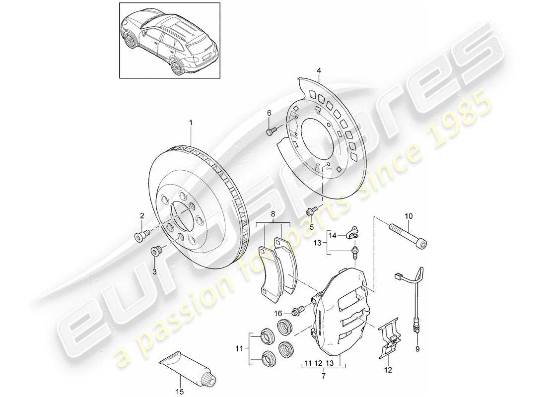 porsche 2017 (cayenne e2 92a) disc brakes part diagram