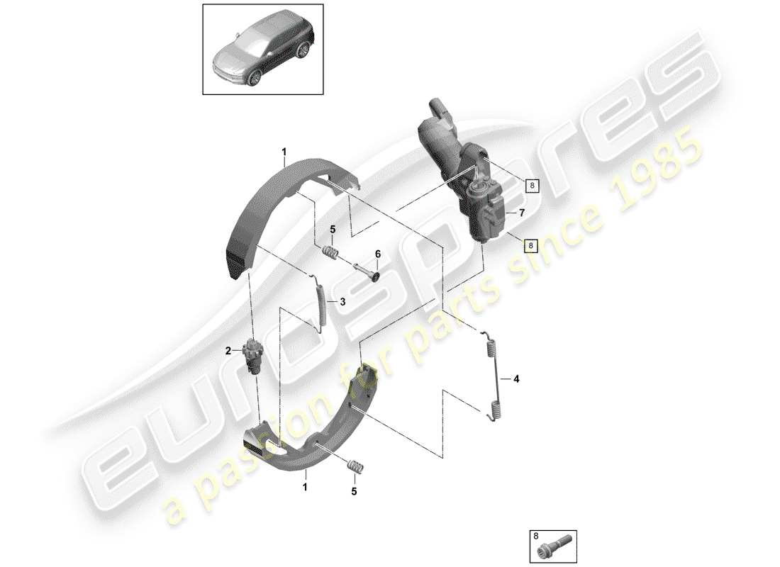 porsche cayenne e3 (2018) parking brake parts diagram