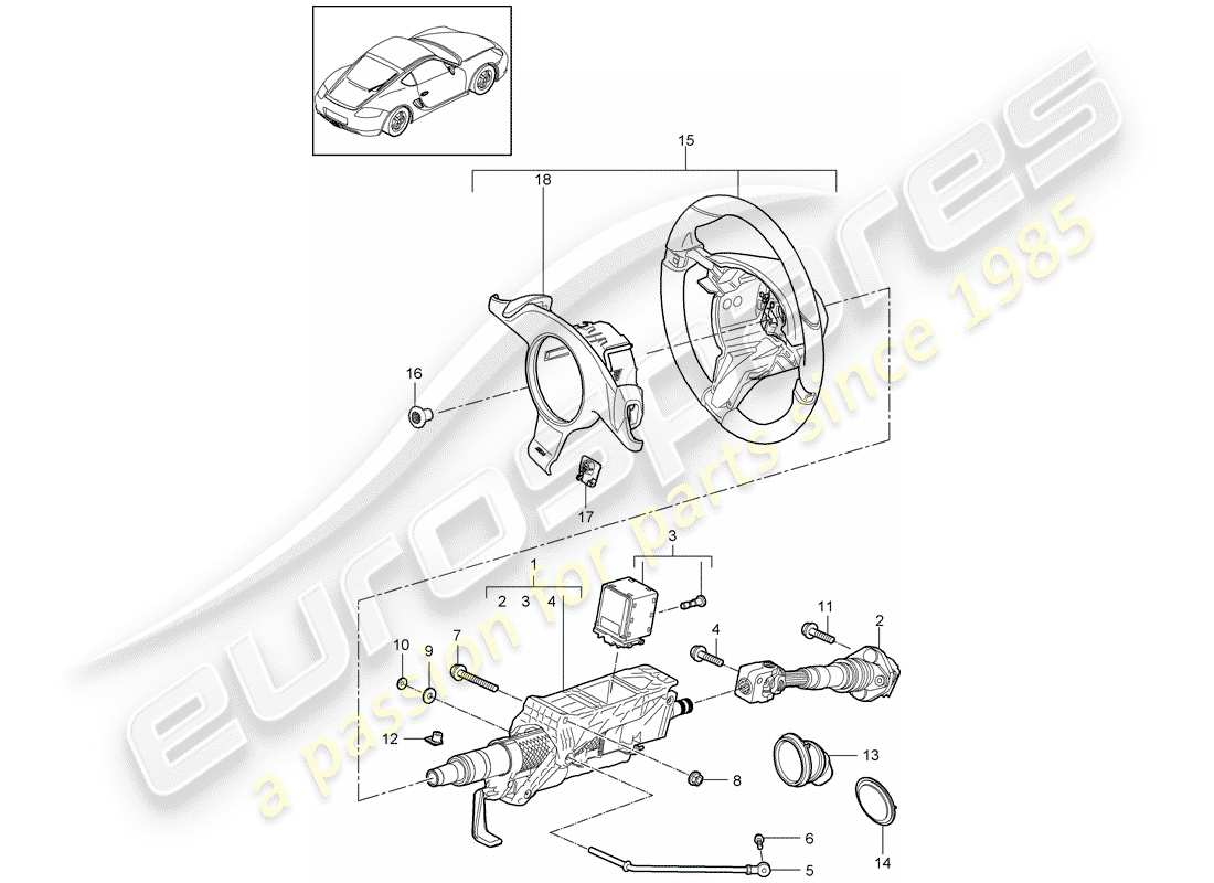 porsche cayman 987 (2010) steering protective pipe part diagram