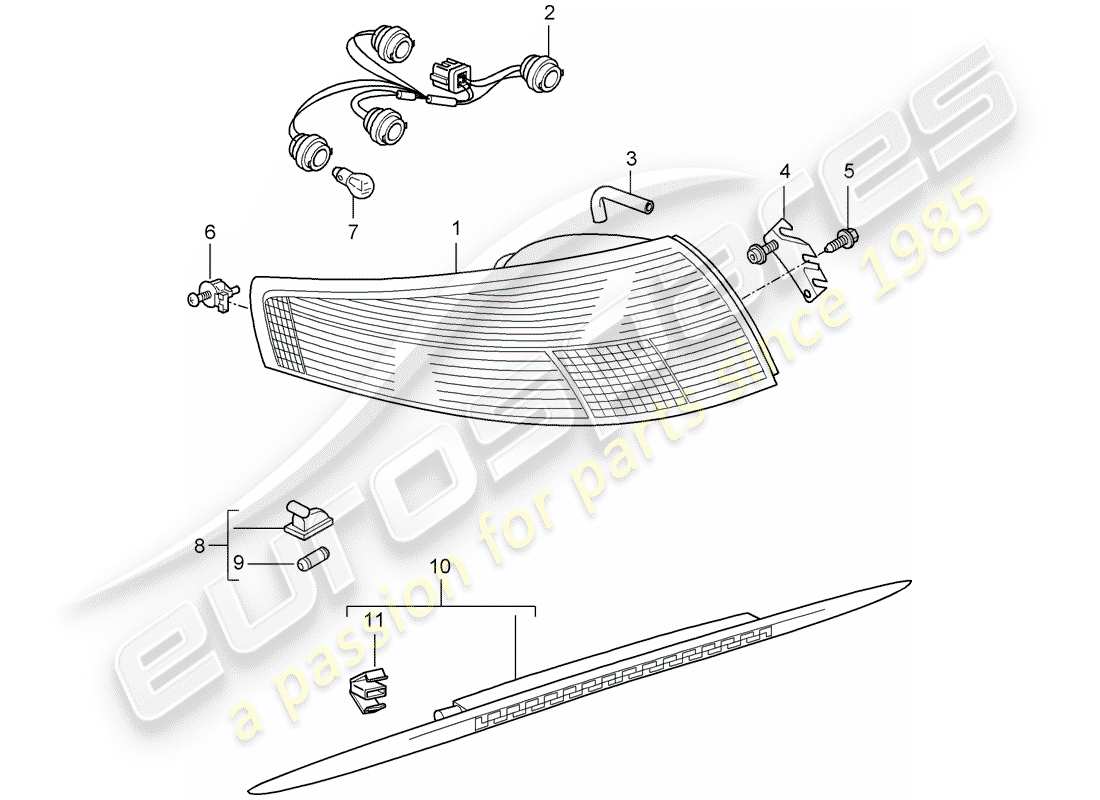 porsche 2007 (997-1 gt3) rear light part diagram