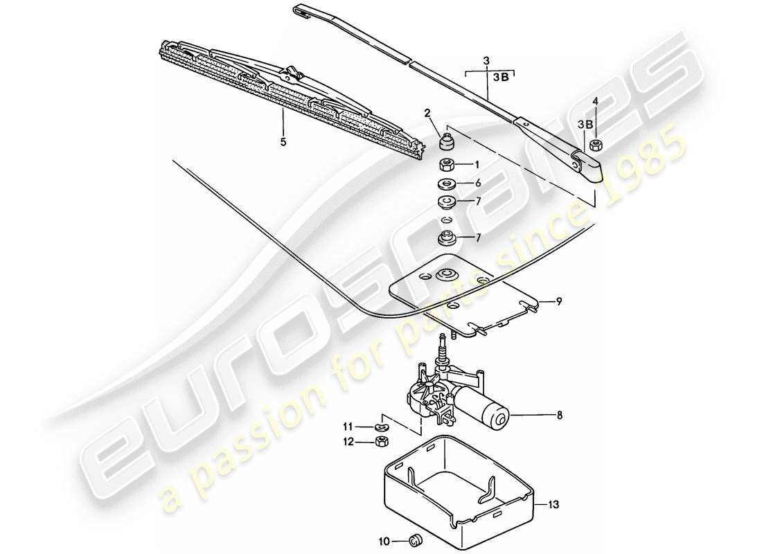 porsche 1987 (924s) rear window wiper parts diagram