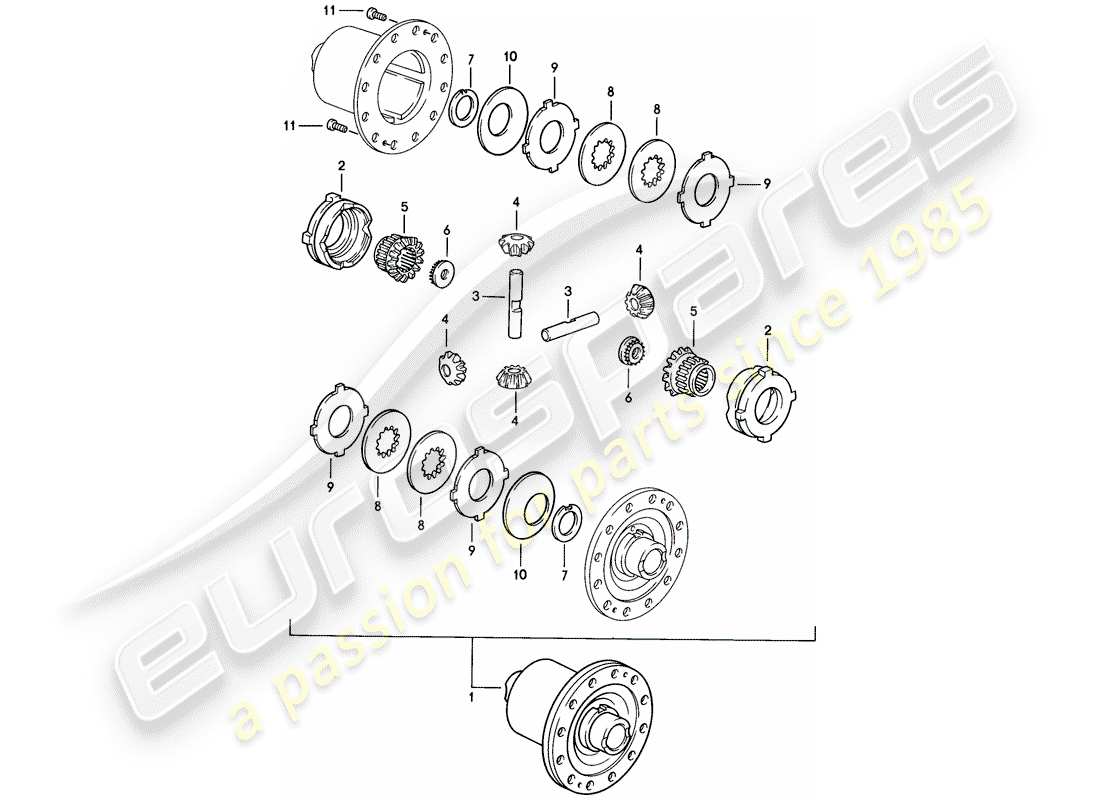 porsche 1983 (928) automatic transmission - limited slip differential part diagram