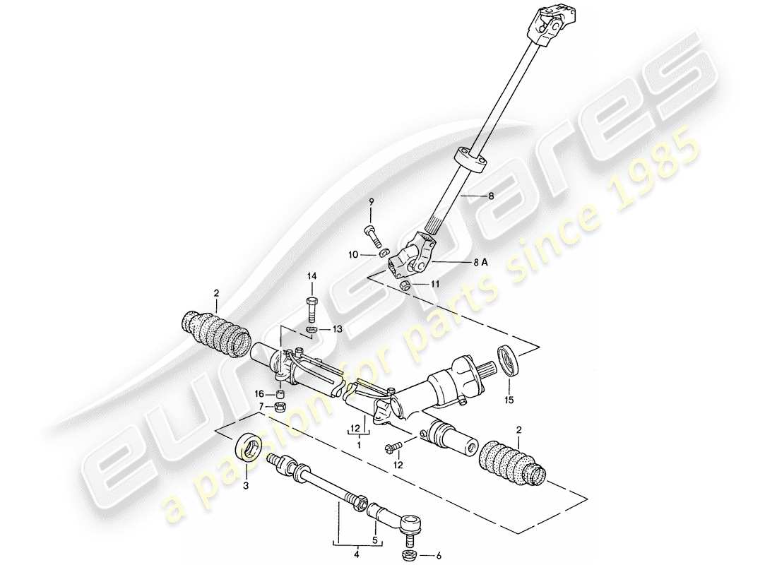 porsche 1987 (928) steering gear - steering track rod part diagram