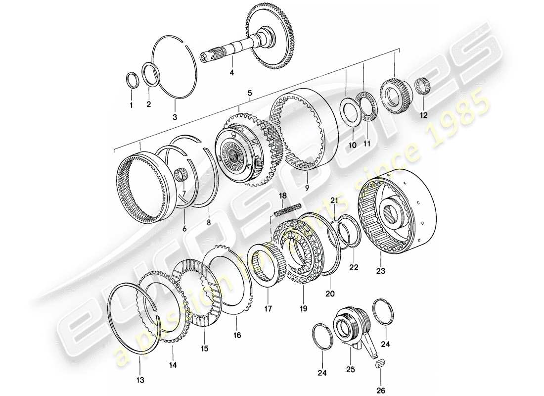 porsche 1982 (928) gears and shafts - 1 - automatic transmission part diagram