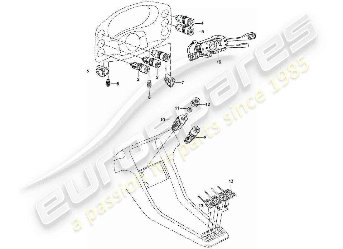 porsche 1982 (928) switch - manually part diagram