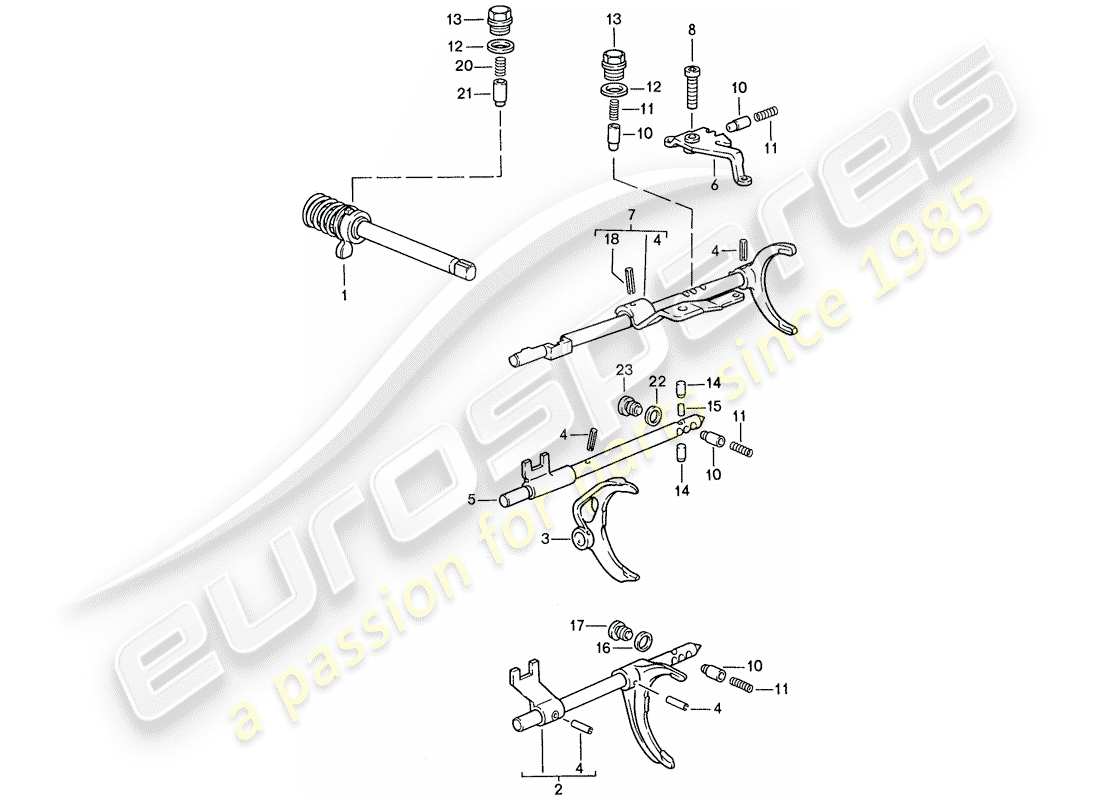 porsche 1989 (944) transmission control - for - manual gearbox parts diagram