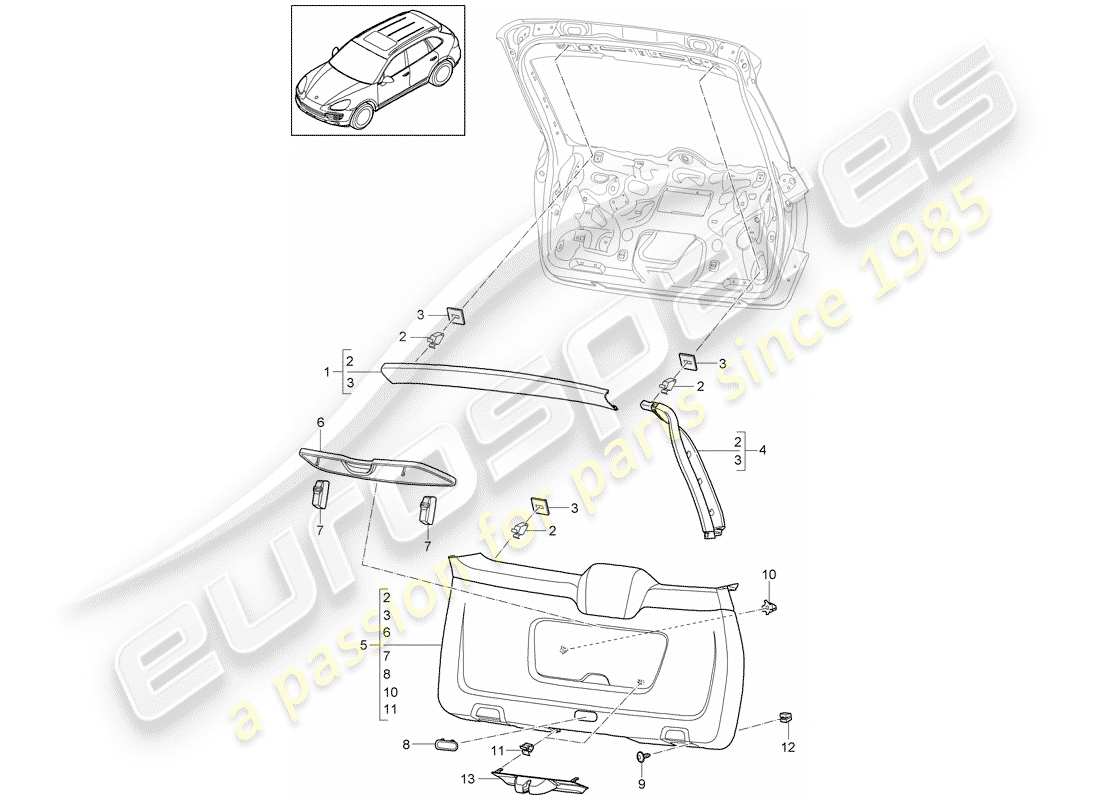 porsche 2011 (cayenne e2 92a) trims part diagram