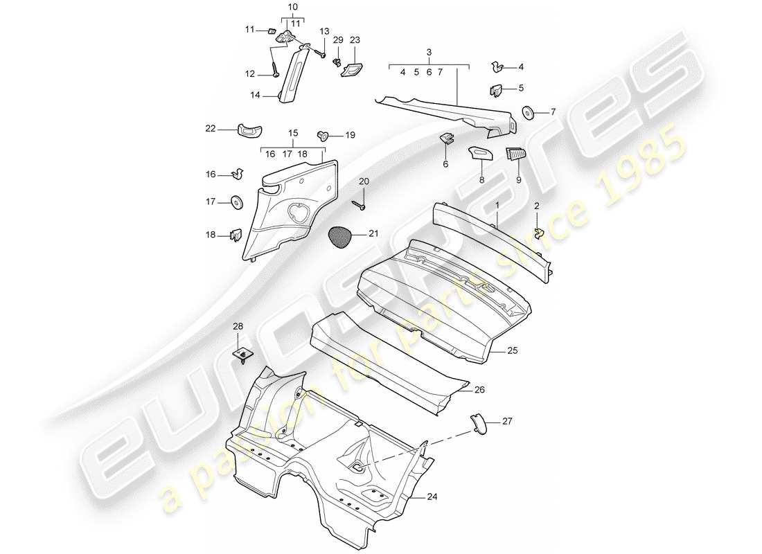 porsche 2012 (997-2) trims part diagram