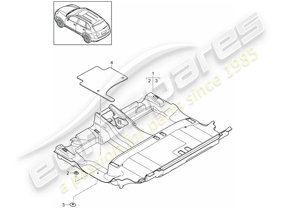 porsche 2014 (cayenne e2 92a) floor cover part diagram