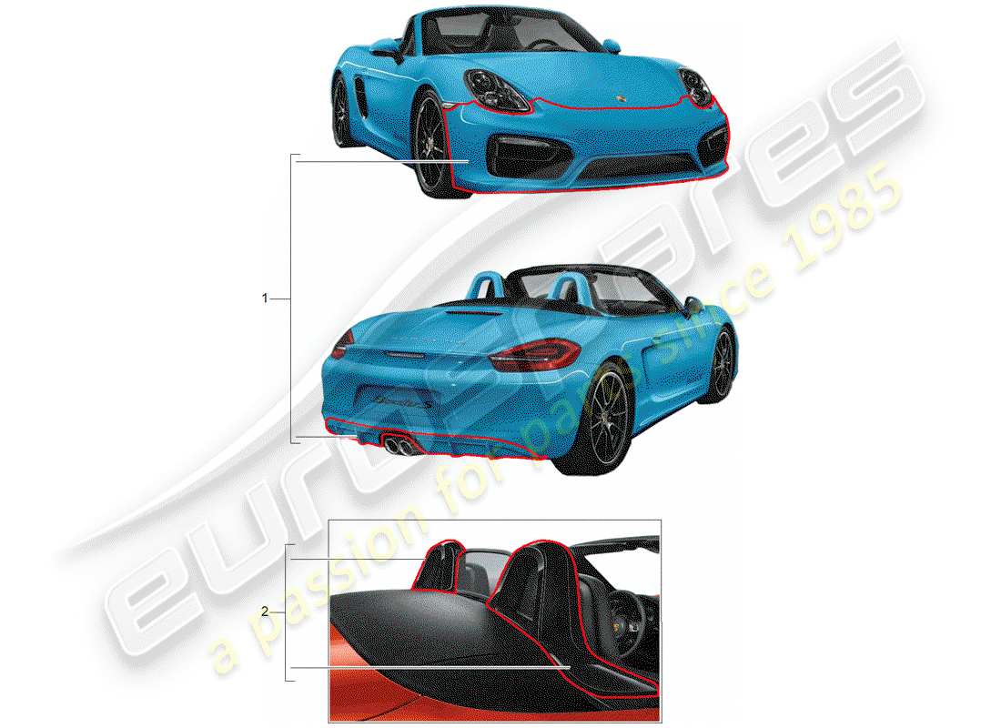 porsche 2019 (tequipment 98x/99x) sport design package part diagram