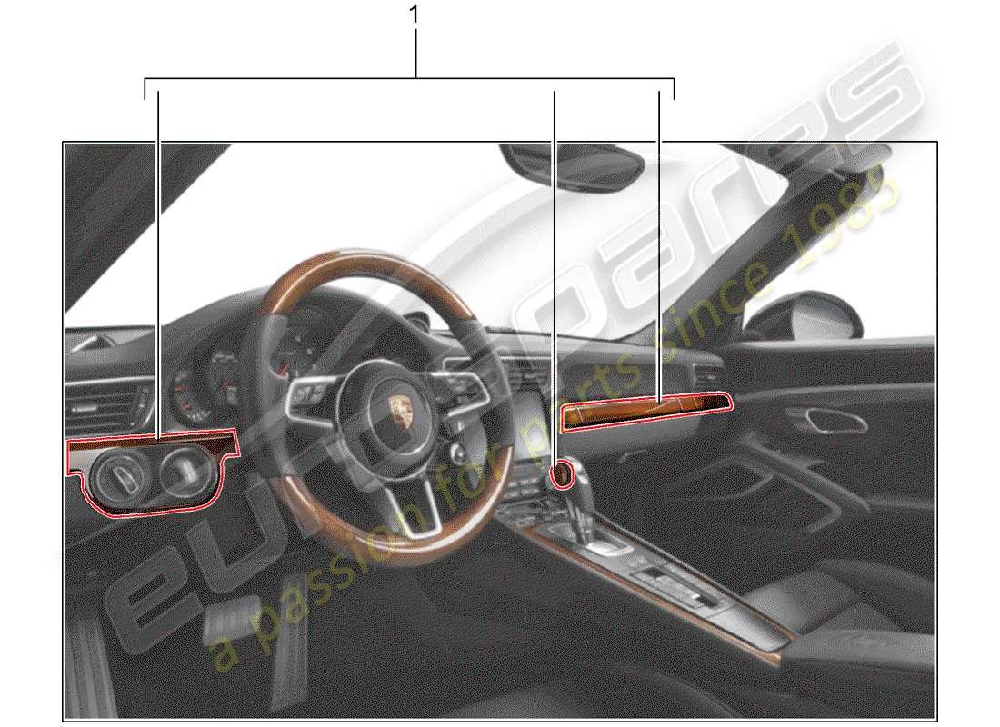 porsche 2018 (tequipment 98x/99x) installation kit part diagram