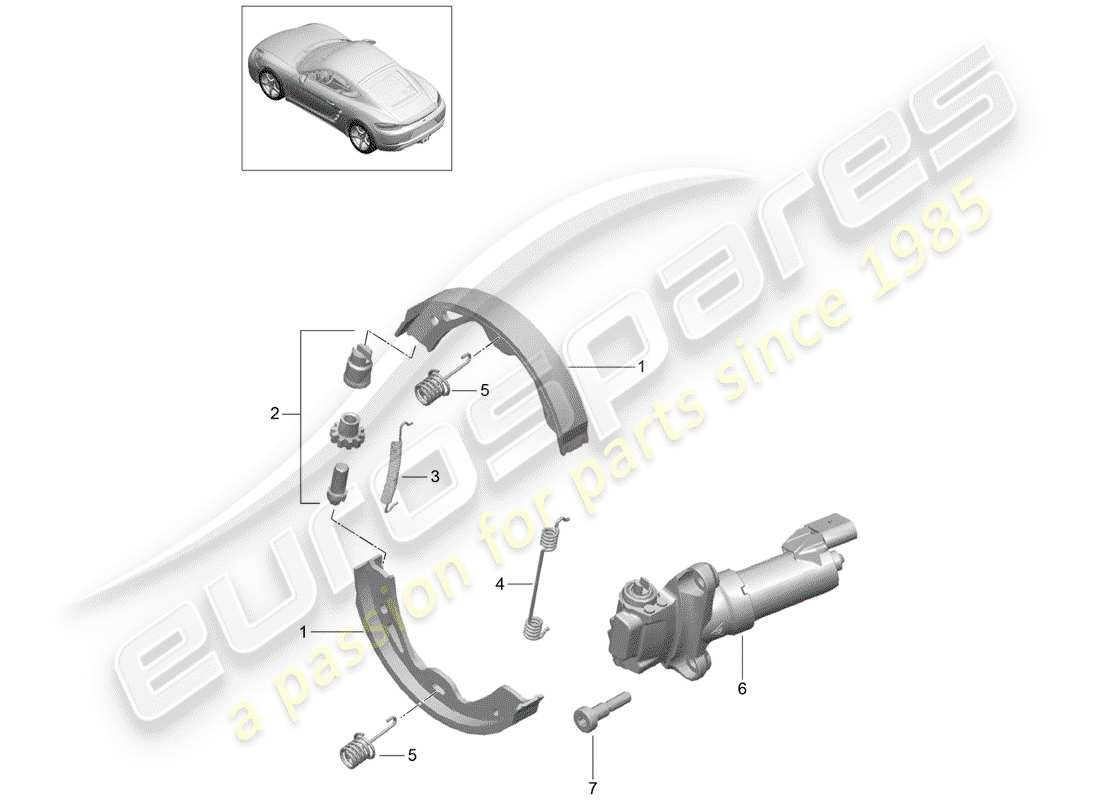 porsche 718 cayman (2018) parking brake parts diagram