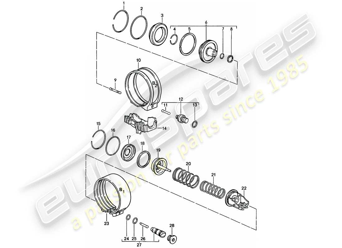 porsche 1983 (928) automatic transmission - brake bands part diagram