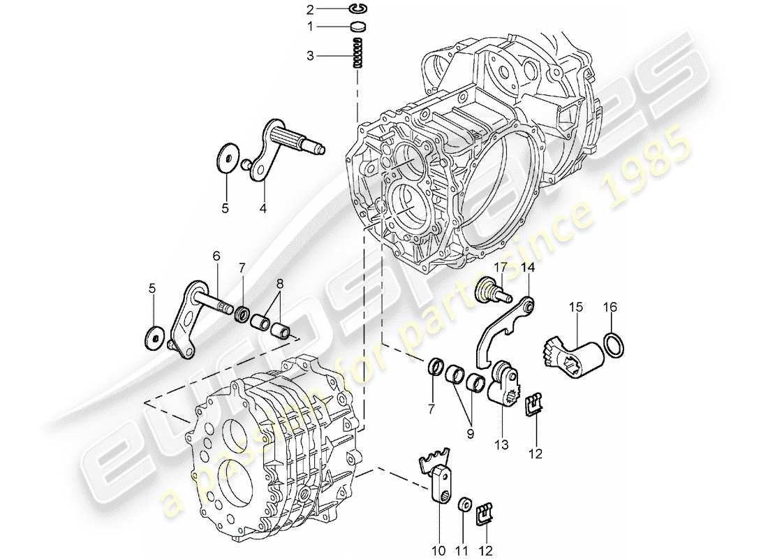 porsche 2002 (996 gt3) shift control lock device parts diagram