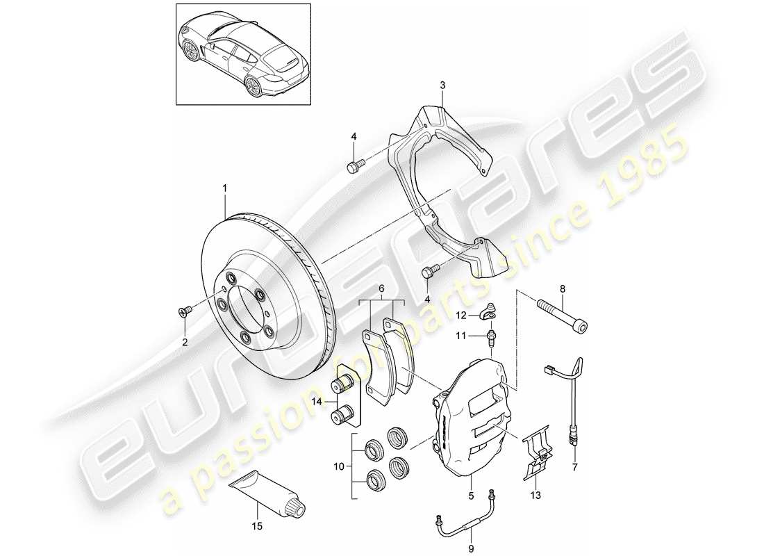 porsche 2016 (panamera 970) disc brakes parts diagram