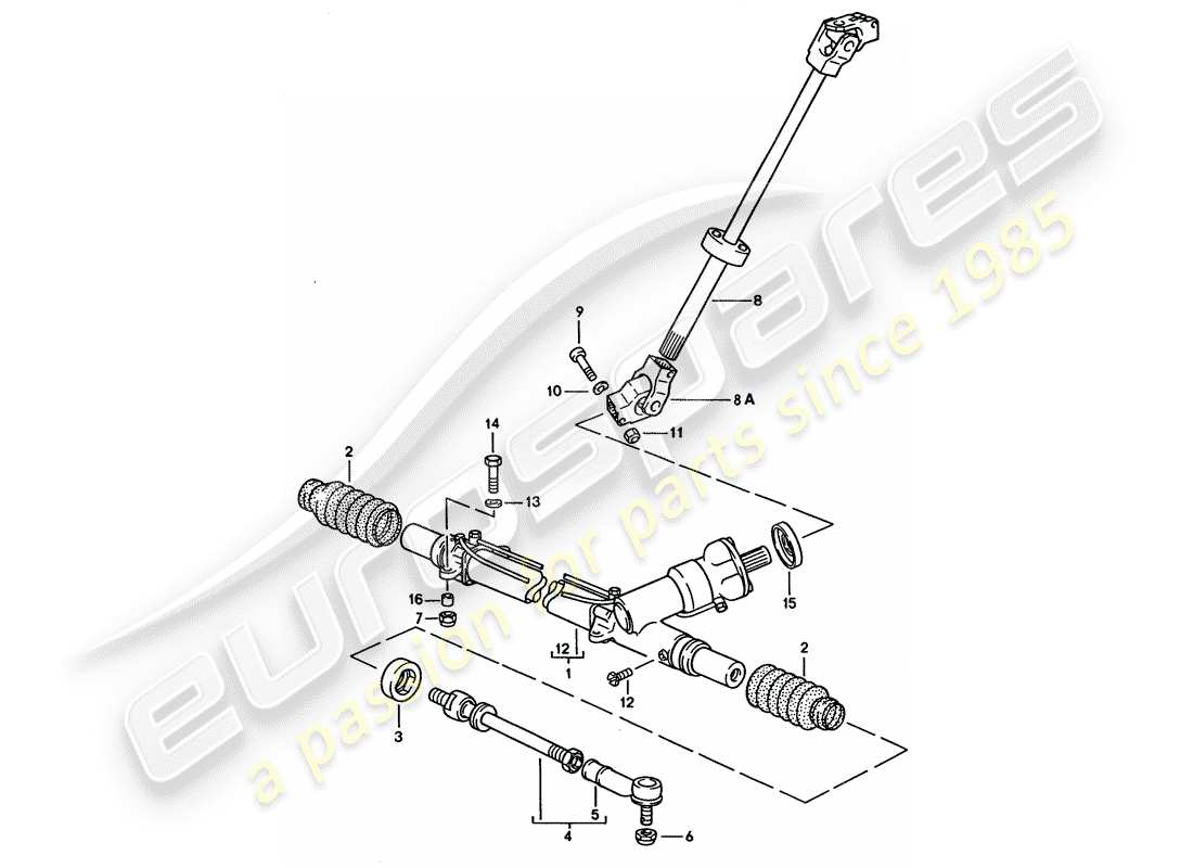porsche 1992 (928) steering gear - steering track rod part diagram