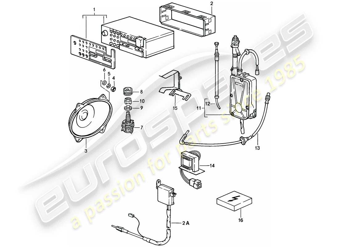 porsche 1983 (928) radio unit - installation parts part diagram