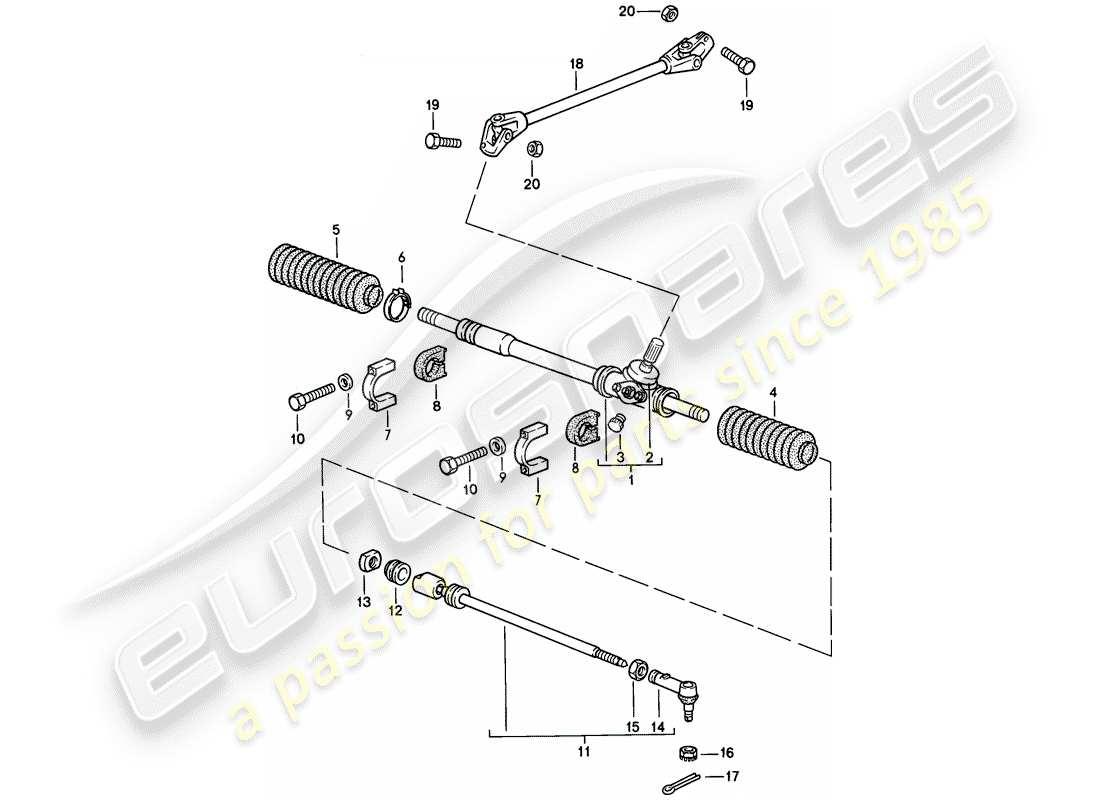 porsche 1984 (944) steering gear - steering track rod parts diagram