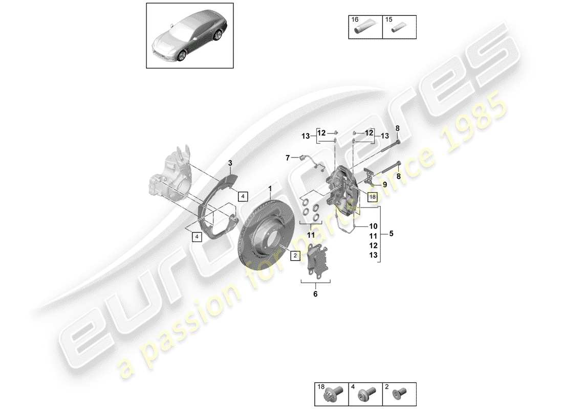 porsche 2019 (panamera 971-1) disc brakes part diagram
