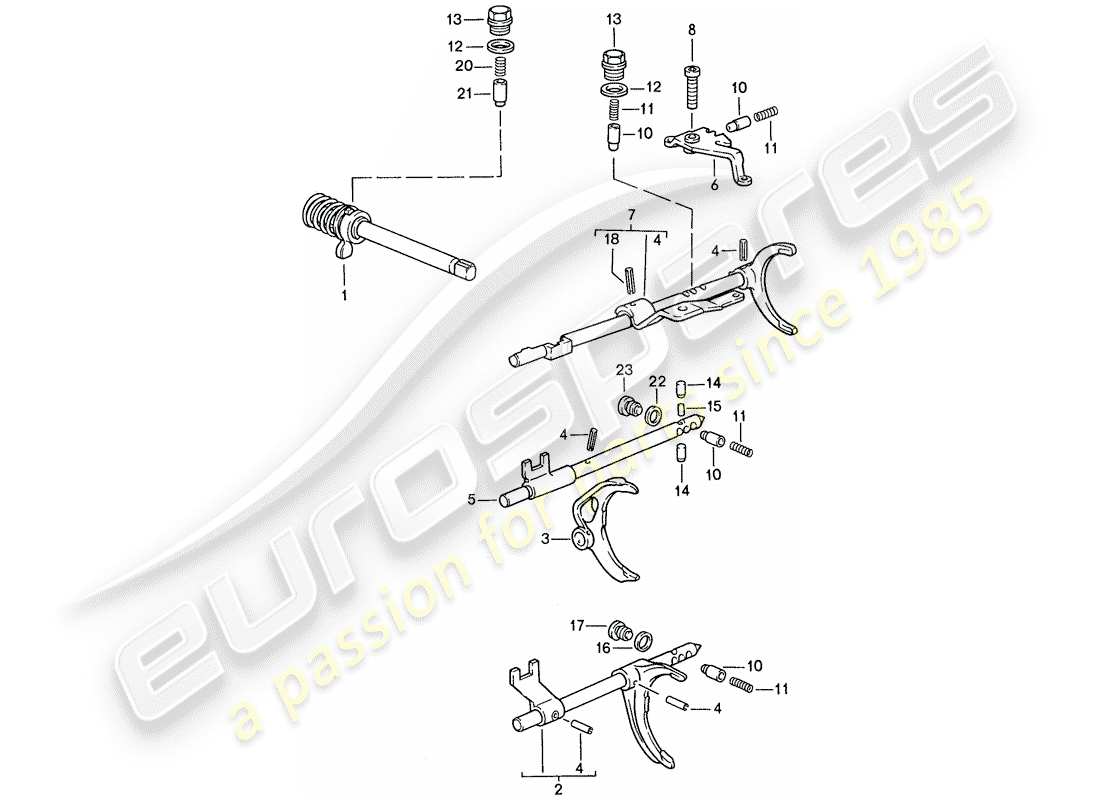 porsche 944 (1991) transmission control - for - manual gearbox part diagram