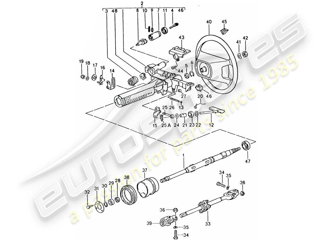 porsche 1995 (928) airbag - steering parts - steering wheel - - - height adjustment - for - steering wheel - see group - 4/03/05 part diagram