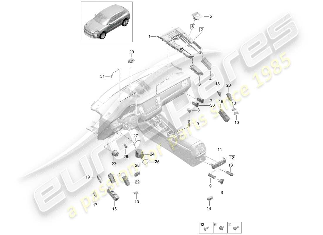 porsche 2020 (macan) switch parts diagram
