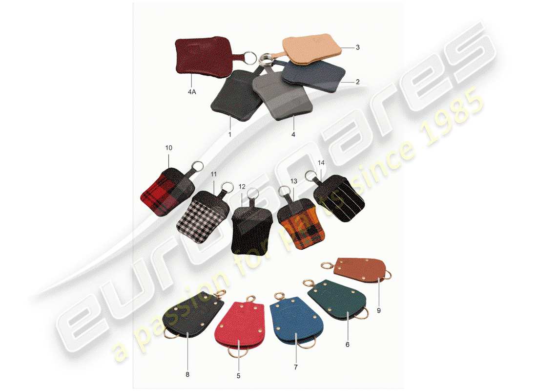 porsche classic accessories (2001) schluessel-etui - leather part diagram