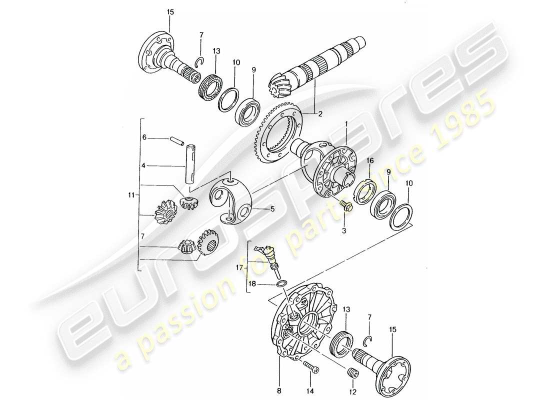 porsche 1998 (986 boxster) differential part diagram
