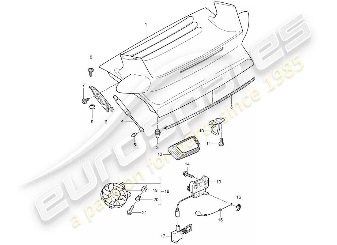 porsche 2008 (997-1 turbo / gt2) cover parts diagram