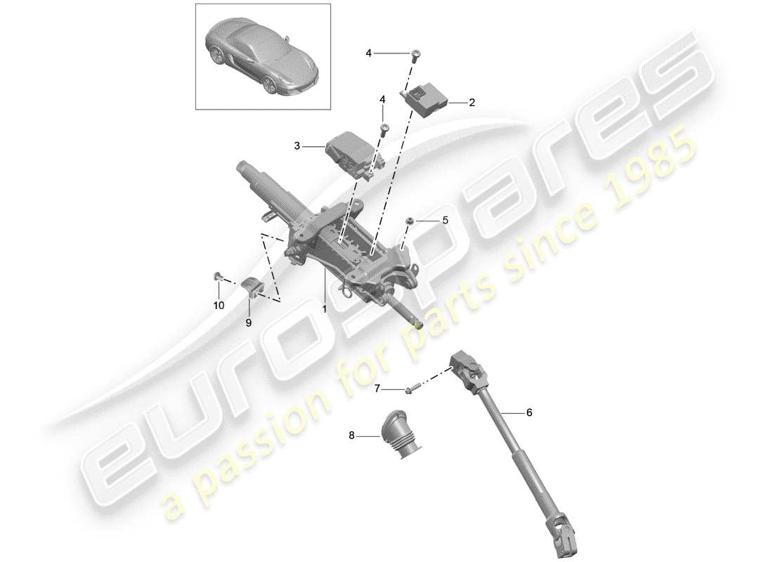 porsche 2013 (981 boxster) steering column parts diagram