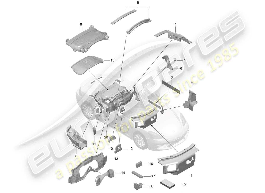 porsche 2018 (718 boxster) body shell part diagram