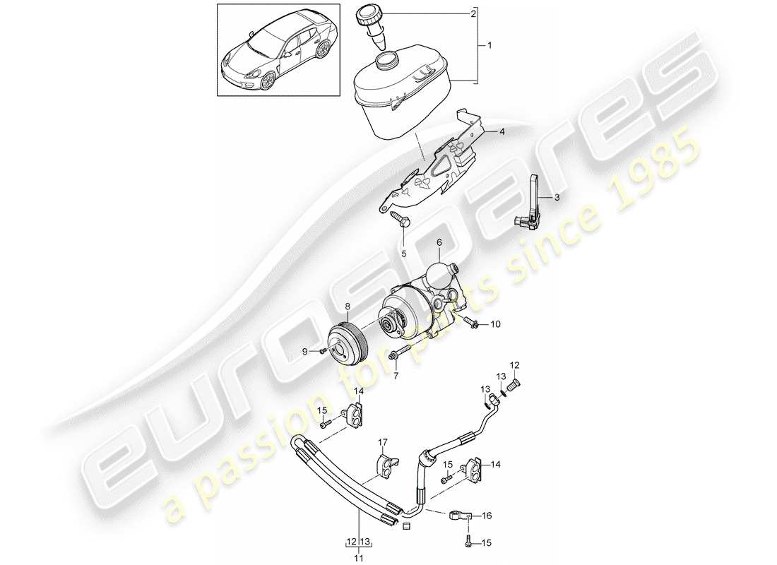 porsche 2016 (panamera 970) power steering parts diagram