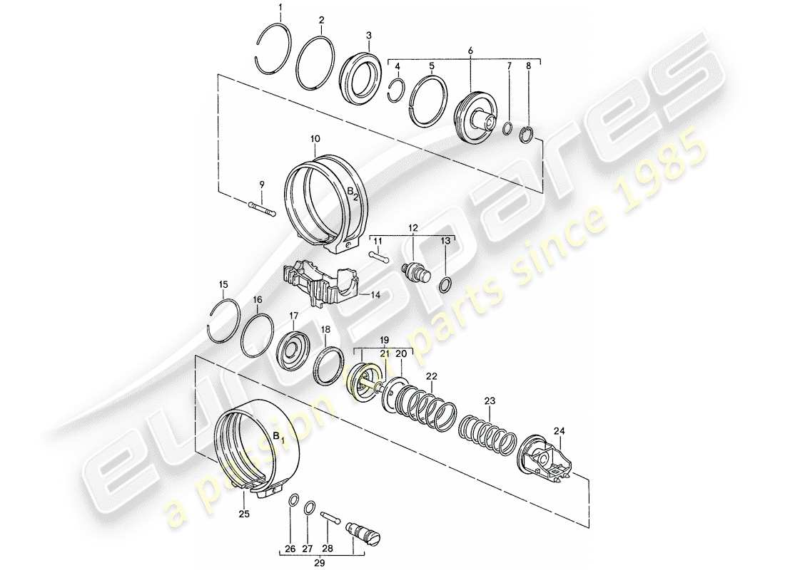 porsche 1988 (928) automatic transmission - brake bands part diagram