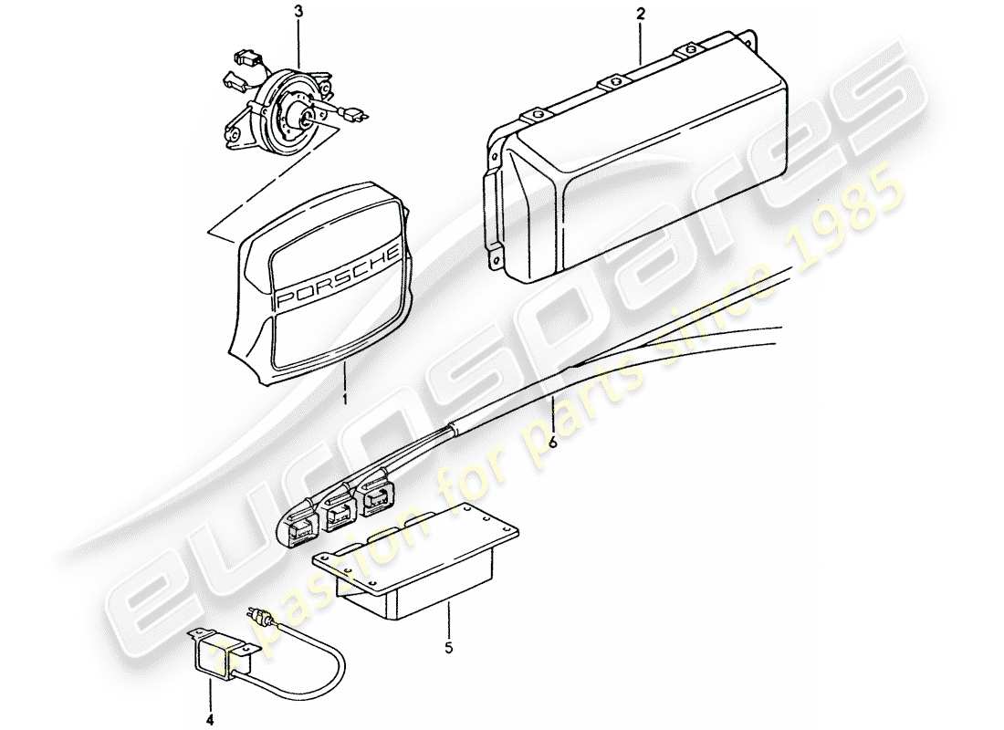 porsche 1993 (928) airbag - airbag unit - switch unit part diagram