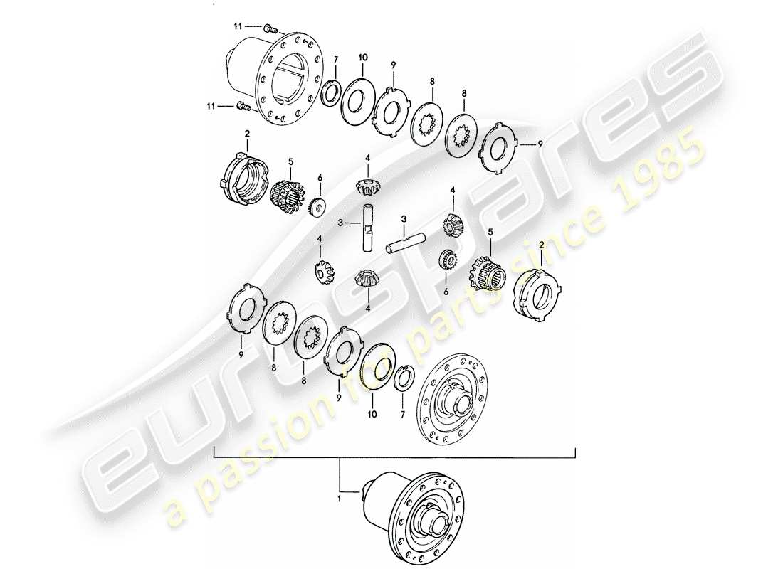 porsche 1985 (928) limited slip differential - manual gearbox part diagram