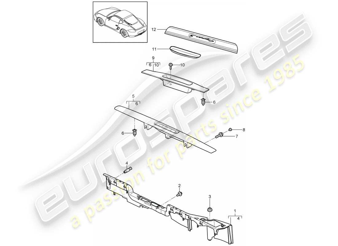 porsche 2009 (987 cayman) lining parts diagram