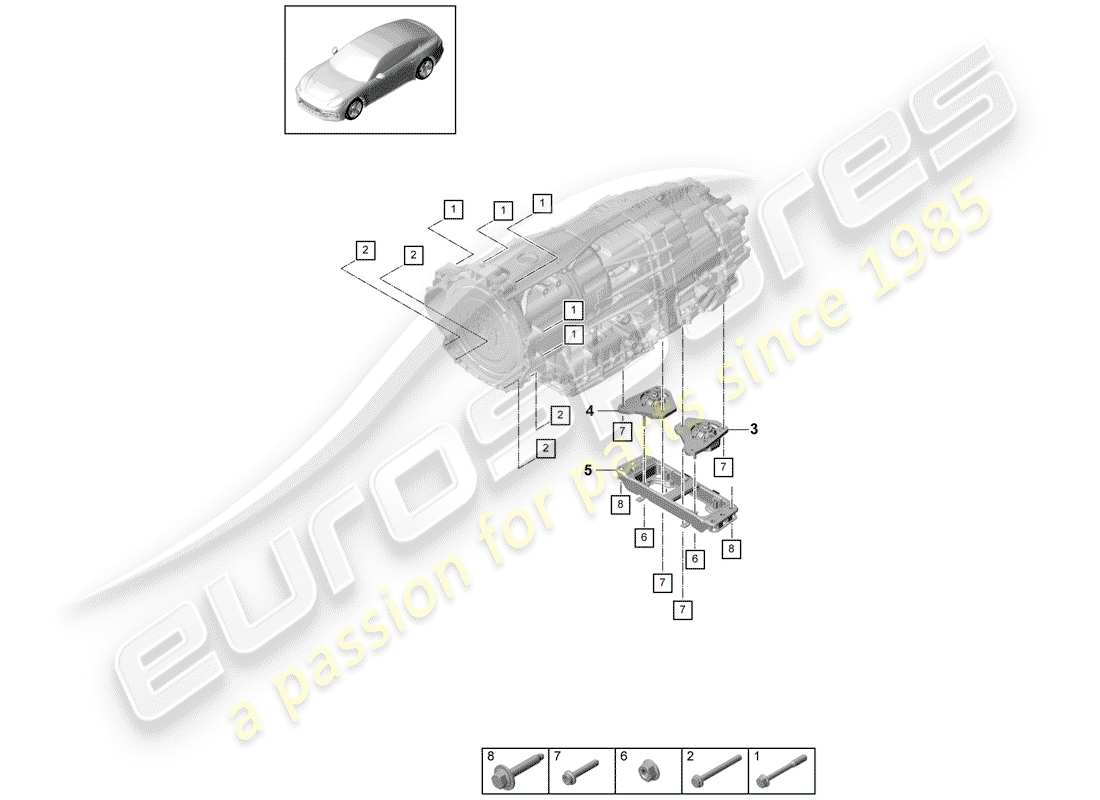porsche panamera 971 (2018) mounting parts for engine and part diagram